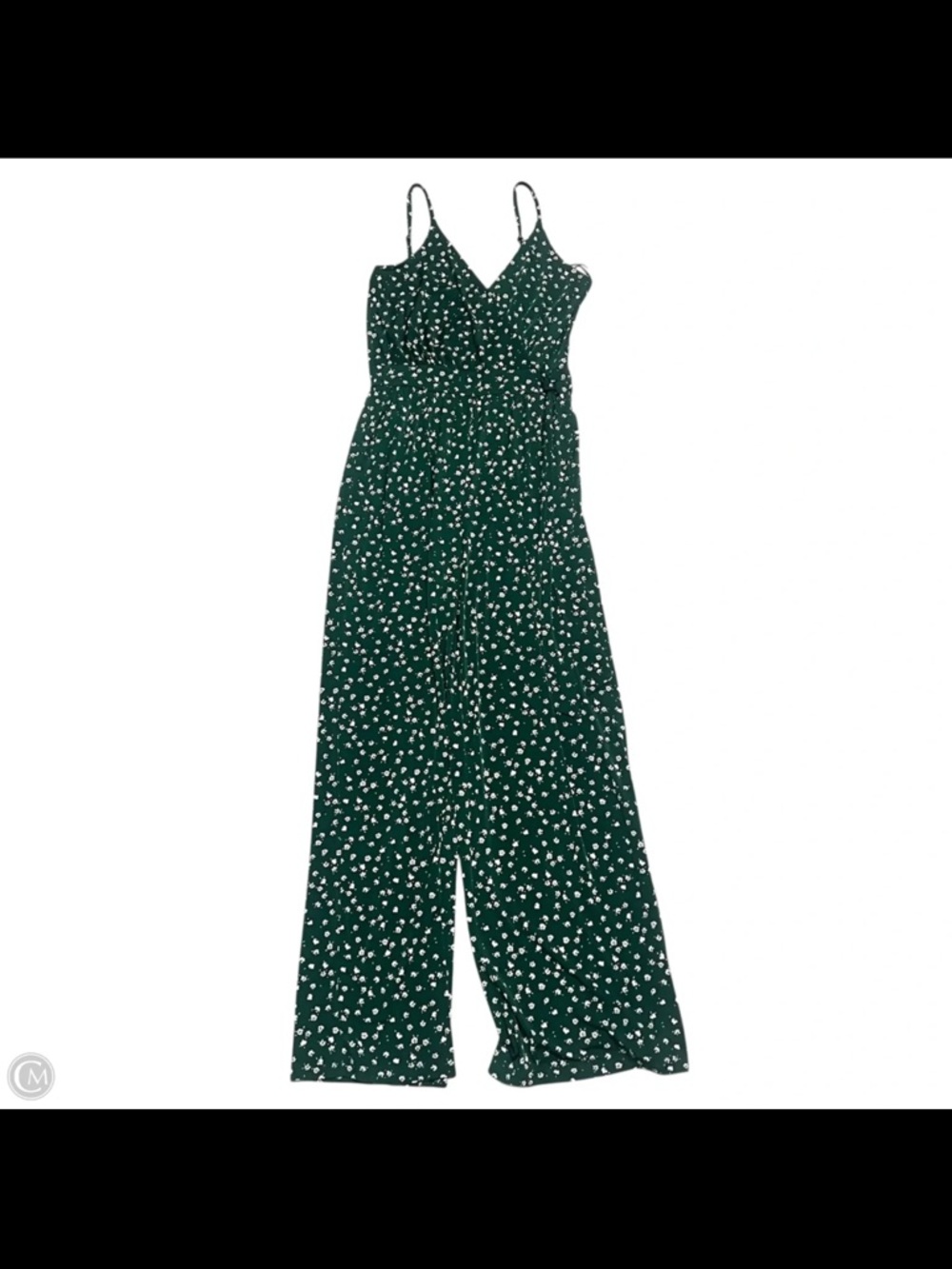 Kaileigh Dark Green Floral Wide-Leg Spaghetti Strap Jumpsuit
